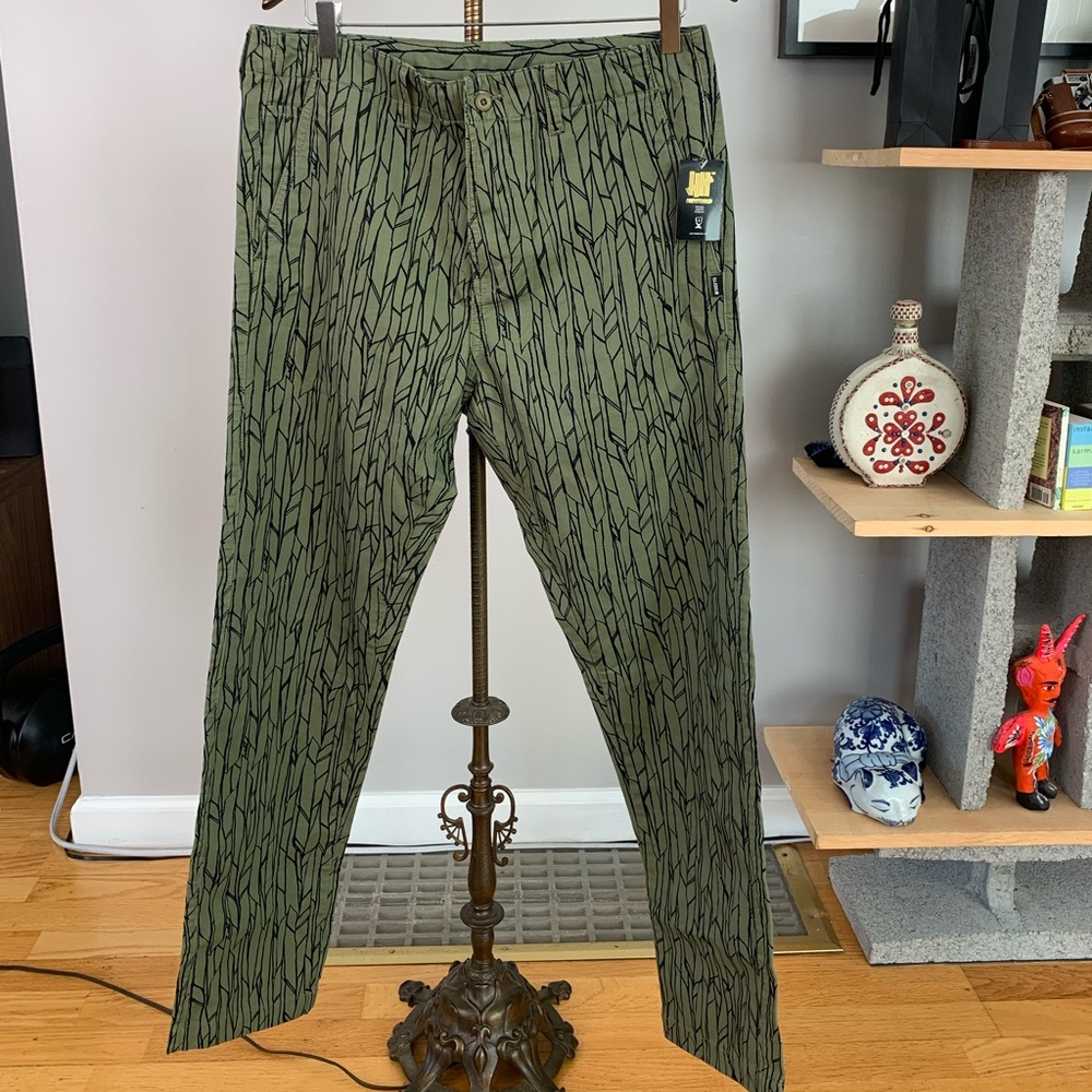 SOLD New Undefeated Green Pants with Black Lines, Chino Style size 32